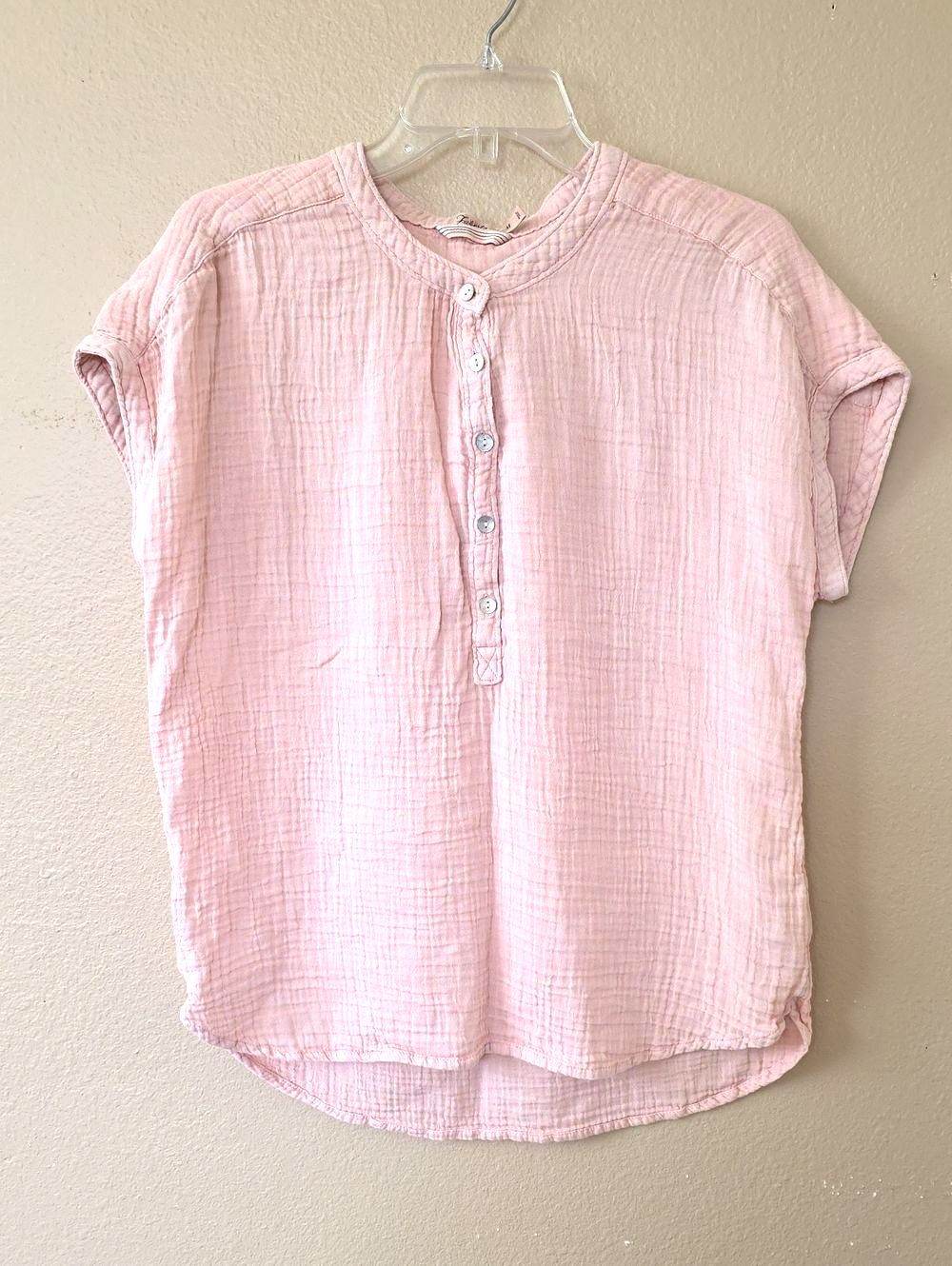 Faherty Womens Pink Dream Desmond Organic Cotton Gauze Top - Size Medium